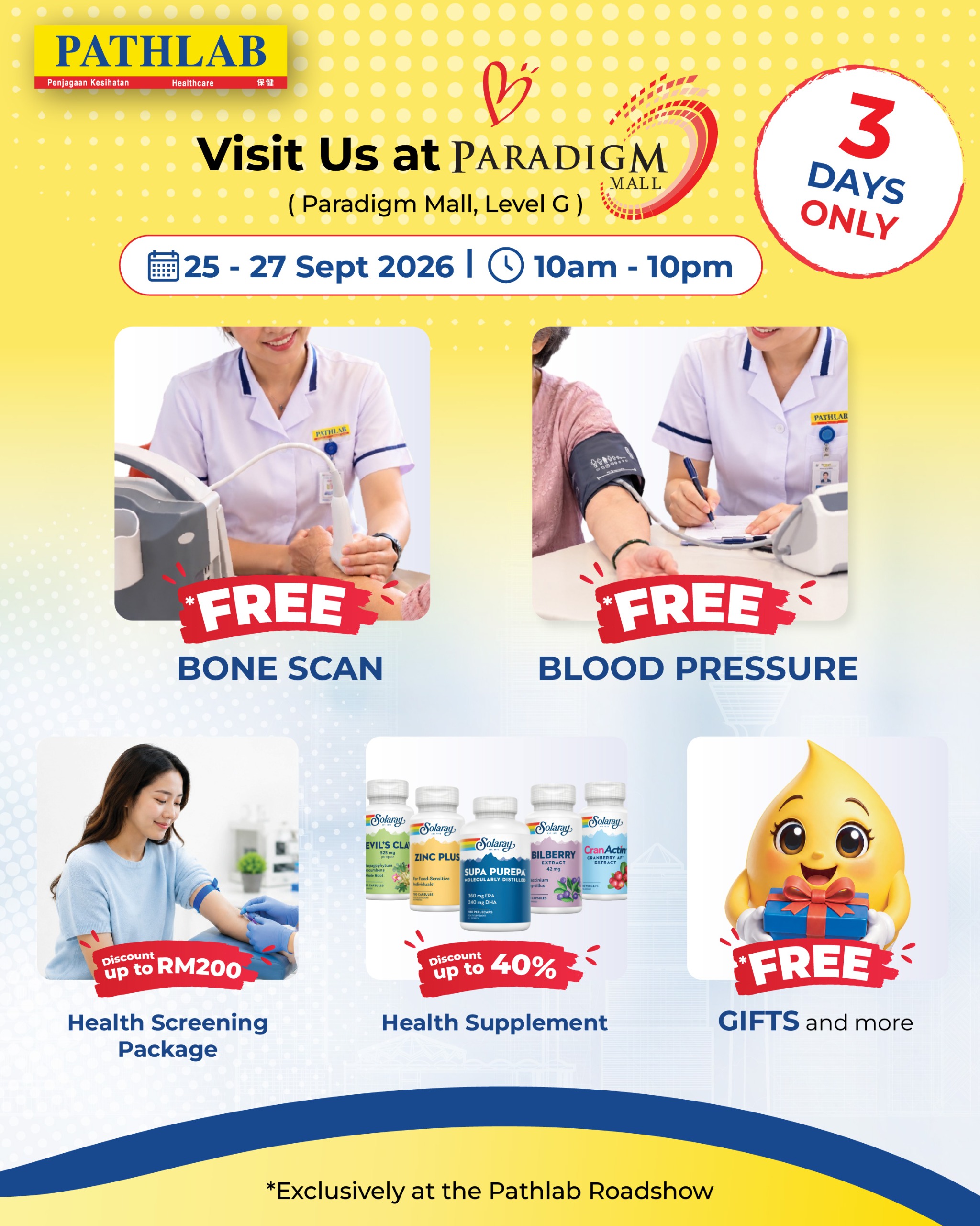 Pathlab Roadshow @Paradigm Mall (25 - 27 Sept)